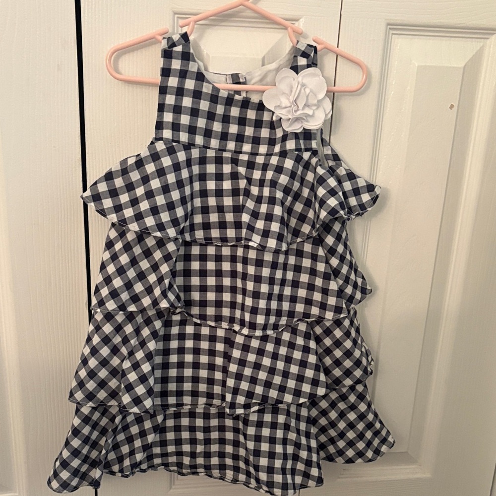 Janie and Jack Black and White Gingham Ruffle Dress